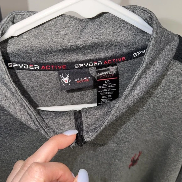 Spyder Activewear Gray Quarter Zip Pullover | Men’s Size L | Minimal Sport Core - Picture 5 of 7